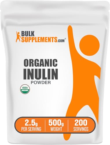 BulkSupplements.com Organic Inulin Powder - Inulin Supplement, Soluble Fiber Powder - Vegan & Gluten Free - 2.5g per Serving, 500g (1.1 lbs) (Pack of 1)
