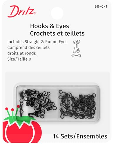 Dritz Hook & Eye Closures, 14 Count, Size 0, Black