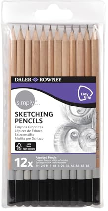Daler-Rowney Simply Sketching Pencils, Plastic Wallet, Sketching Set, 12pcs