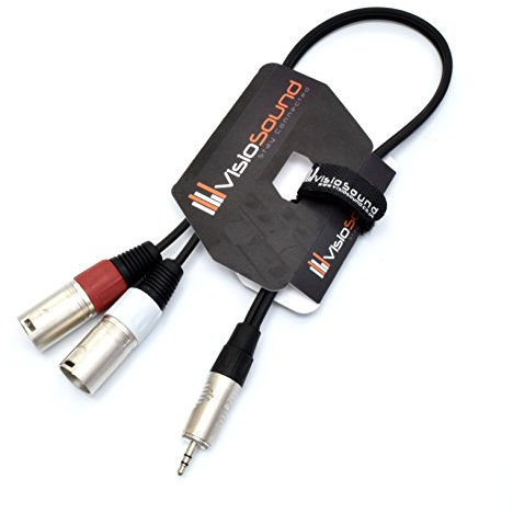 VisioSound 3.5mm Stereo TRS Mini Jack to Twin 2 x Male XLR Lead/Audio Signal Cable 0.5m