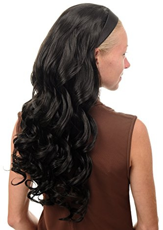 WIG ME UP - TYW60871H-2 Halbperücke Haarteil mit Haarreif lang wellig wilder Look schwarz