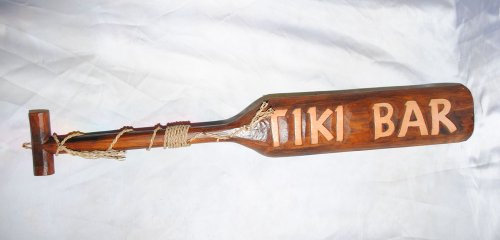 INDIGOS UG Wandtattoo Tiki Bar Paddel mit Palmen - Holz handbemalt aus Indonesien - Bali 100 cm - geeignet für Wohnzimmer und Kinderzimmer - zur modernen Wandgestaltung im