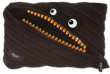 ZIPIT Grillz Federmäppchen für Kinder | Großes Federmäppchen für Schule, Hochschule und Büro | Federmäppchen für Jungen und Mädchen (Schwarz)