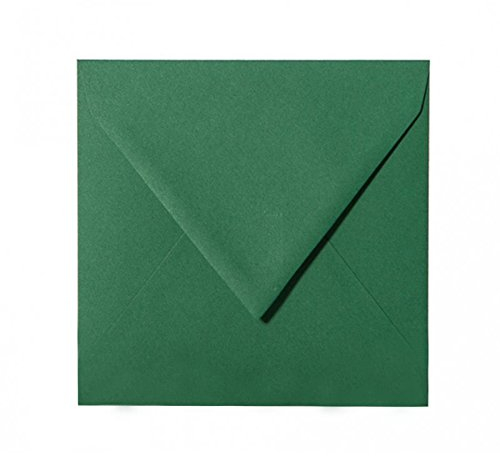 Paper24 50 quadratische Briefumschläge 125 x 125 mm, 12,5x12,5 cm, 120 g/m² mit Dreieckslasche Farbe: 13 Dunkelgrün