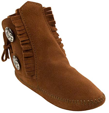 Minnetonka Women's Two Button Softsole Leather Ankle Boot, Brown 10 US