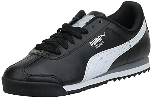 PUMA Men's Roma Sneaker, Basic Black-White Silver, 10.5 UK