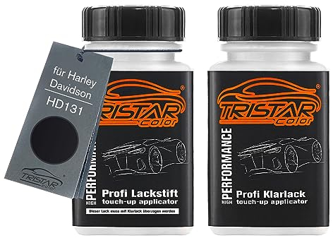 TRISTARcolor Motorradlack Lackstift Set für Harley Davidson HD131 Vivid Black Basislack Klarlack je 50ml