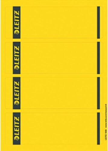 Leitz PC Printable Self Adhesive Spine Labels for Standard 80 mm Lever Arch Files, Wide and Short, 61.5 x 192 mm, Paper, 16852015 - Yellow, Pack of 100