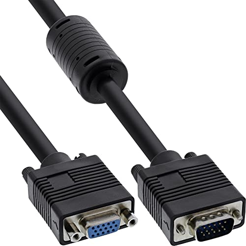 InLine 20298 Cavo S-VGA, Sub-D 15PIN HD Femmina a Sub-D 15PIN HD Maschio, 0.5M, 1X Ferrite Nero