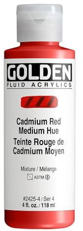 Golden Fluid Acrylics - Cadmium Red Medium Hue - 4 oz Bottle