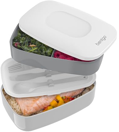 Bentgo - Bento Box inkl. Besteck (Grau) | Lunchbox | Brotdose | Kindergarten | Schule | Büro | Arbeit | Reisen