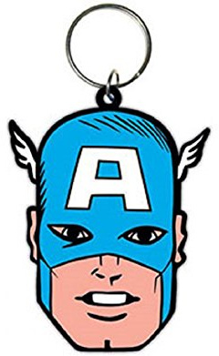 Marvel Pyramid International Captain America Face Rubber Keychain, Multi-Colour, 4.5 x 6 cm