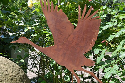Gartenstecker Reiher -startend zum Flug bereit- Höhe 120 cm - Stahl mit Edelrost- hübscher Reiher stehend -gute Qualität
