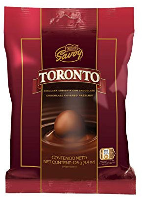 TORONTO Avellana Cubierta con Chocolate SAVOY / SAVOY-Chocolate Covered Hazelnut. 125 gr / 4.41 oz, 14 und de 9 gr c/u / 0.32 oz each