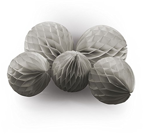 Frau WunderVoll® 5 WABENBÄLLE, Taupe, 3X Ø20, 2X Ø30 cm/Deko Hochzeit, Seidenpapier, Seiden Blumen, Papierblumen, Geburtstagsdeko, Tischdeko, Hochzeitsdeko, Gartenfest, Garten Party
