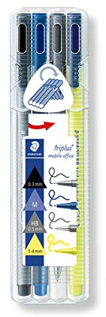 STAEDTLER 34 SB4 Triplus Mobile Office Fineliner, Schwarz,Blau
