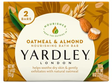 Yardley London Oatmeal and Naturally Moisturizing Bath Bar, Almond (Pack of 2)