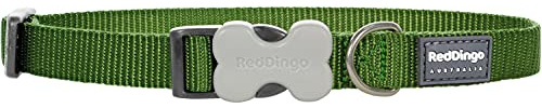 Red Dingo Bucklebone Dog Collar Plain, Green, Medium 20mm