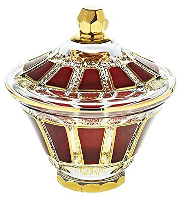CRISTALICA Exklusive Dose Keksdose Konfektdose Schmuckschatulle Red Queen H 18 cm aufwendig Handbemalt Hochwertiges Glas