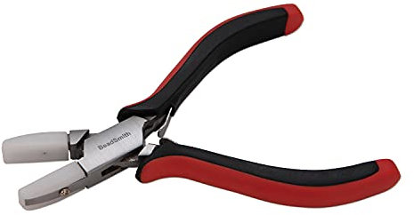 The Beadsmith Flat Nylon Jaw Pliers – Fine Tips – 5 inches (127mm) – Ergonomic Handle with Double Leaf Springs – Jewelry Making Tool for Creating Bracelets, Earrings and Necklaces