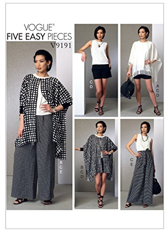 Vogue Patterns V9191ZZ0 Vogue Schnittmuster 9191, Damenponcho, Top, Shorts und Hose, Größen, Baumwolle, ZZ (LRG-XLG-XXL)