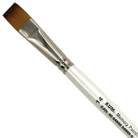 KUM - Aquarellpinsel Memory Point Flach Größe 14 | Malpinsel für Künstler, Künstlerbedarf für Aquarellmalerei und Watercolor