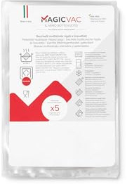 Magic Vac, 2 Vakuumierfolienrollen für Lebensmittel 30x600cm Gestreift und Patentiert, Mehrschichtig und Widerstandsfähig, aus BPA-freiem Material, Geeignet für den Kontakt mit Lebensmitteln
