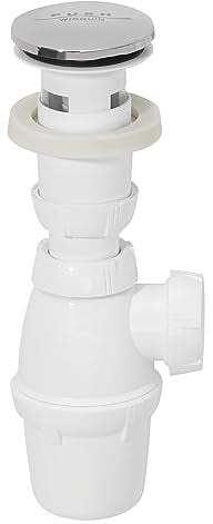 Wirquin SP50099 Quick-clac - Desagüe de lavabo sin rebosadero con sifón y válvula, color cromo