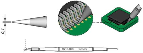 JBC Lötspitze Serie C210, Meißelform, C210022/1,3 x 0,4 mm, gerade, C210022 (Lötkartusche 2210 AD2210 C210 Loetkartusche Loetpatrone Loetspitze Lötpatrone T210-A)