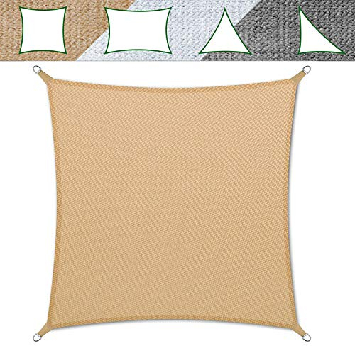 casa pura Sonnensegel für Garten, Terrasse & Balkon - wetterbeständig, UV-stabilisiert & atmungsaktiv - Sonnenschutz - Farbe Sand, quadratisch 5x5m