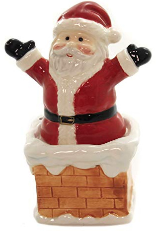 Salt & Pepper Shakers Set - Santa On Chimney New Ceramic 10466