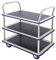 T-EQUIP TW-130 Etagenwagen, verchromt, 3 Etagen, LxBxH: 744 mm x 484 mm x 860 mm, Tragfähigkeit 220 kg, Edelstahl/Blau