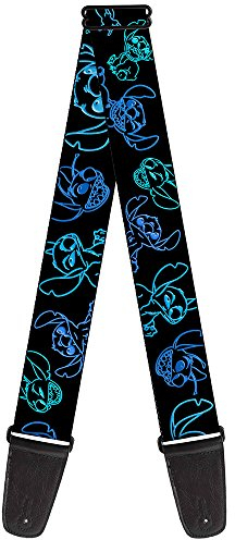 buckle-down Gitarrengurt 34-60 Electric Stitch Poses Black/Neon Blue