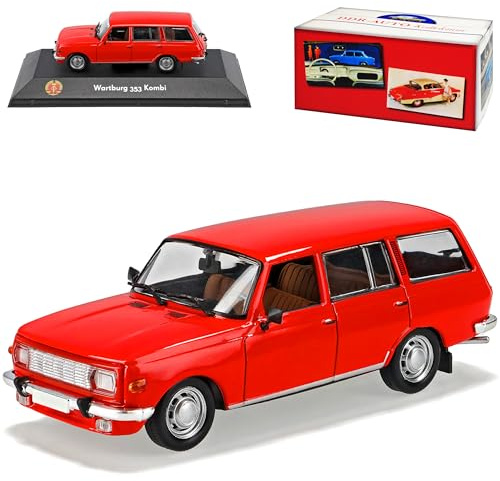 Atlas Wartburg 353 Kombi Rot DDR 1/43 Modell Auto mit individiuellem Wunschkennzeichen