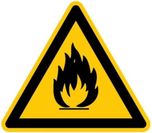 LEMAX® Warnschild, Warnung vor feuergefährlichen Stoffen W021 DIN EN ISO 7010 Kunststoff gelb/schwarz, 200mm