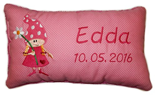 Momelie Rosa Schmusekissen * Kuschelkissen * Wichteline * mit Namen Bestickt * 17 x 29 cm * SK-pi_0089