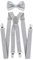 axy® Herren Hosenträger mit Fliege - 4 Starken Clips X-Form (Lichtgrau (Hosenträger Breit 2,5cm))