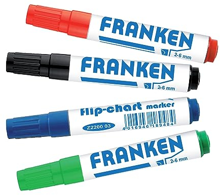 FRANKEN Flipchart Marker, 2-6 mm Keilspitze, 4 Stück, farblich sortiert, Z2203