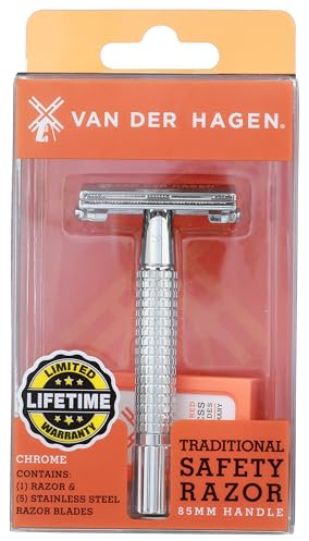 Van Der Hagen® Men’s Traditional Safety Razor Kit (includes 5 blades) for a close shave in Chrome