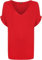 WearAll Women's New Plus Size Womens Short Turn Up Sleeve Baggy Plain Top Ladies V-Neck T-Shirt - Red - 20-22