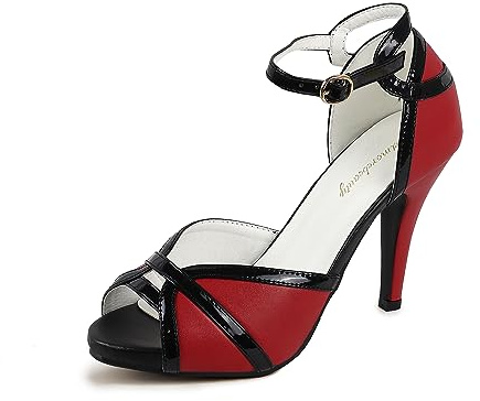 getmorebeauty Peep Toe Red Heels for Women Sexy Strappy High Heels Ankle Strap Heeled Sandals