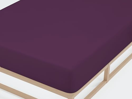 Traumhaft Schlafen - Castell - Markenbettwäsche 0077113 Spannbetttuch Jersey Stretch 1x 180x200 cm - 200x200 cm, dunkelviolett