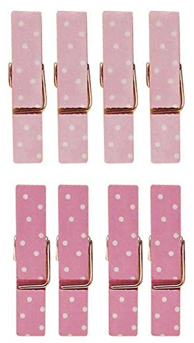 8 mini pinces à linge aimantées rose 3,5 cm