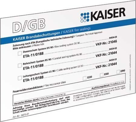 Kaiser – Karte Letterbox Versiegelung Brand de/GB/FR/IT
