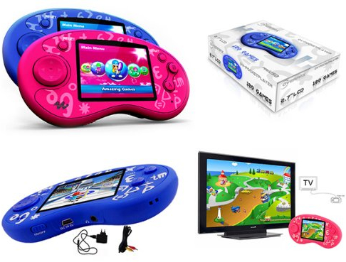 Pocket Konsole OVERMAX OV-POCKETPLAYER (Pink) mit 180 integrierten Spielen, TV Ausgang, 2.7 Zoll LCD Display und wundervoller Grafik - idealer Reisebegleiter