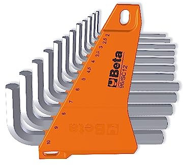 Beta 96/SC12 Chiavi Esagonali Maschio Piegate Cromate con Supporto - 12 Pezzi - Utensili di Qualità per Allentare e Serrare Viti a Testa Cava Esagonale