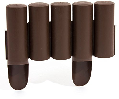 Brown 4.8 m long plastic garden palisade with wood structure imprint, 2 colours