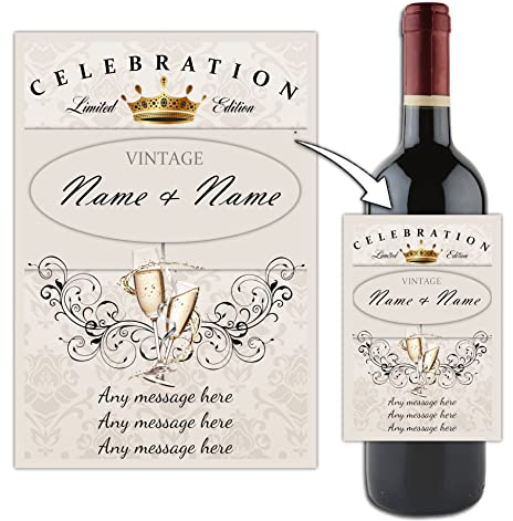 Personalised 1st 2nd 3rd Wedding Anniversary Wine Champagne Bottle Label ~ Gift Idea N59