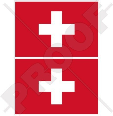 Schweiz Swiss Flagge Suisse, Schweiz 7,6 cm (75 mm) Bumper Sticker, Aufkleber Vinyl X2
