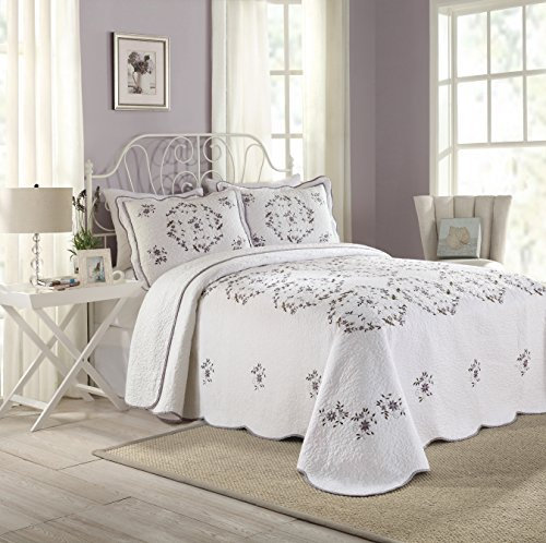 MODERN HEIRLOOM Gwen Tagesdecke, Kingsize-Bett, 305 x 295 cm, Weiß
